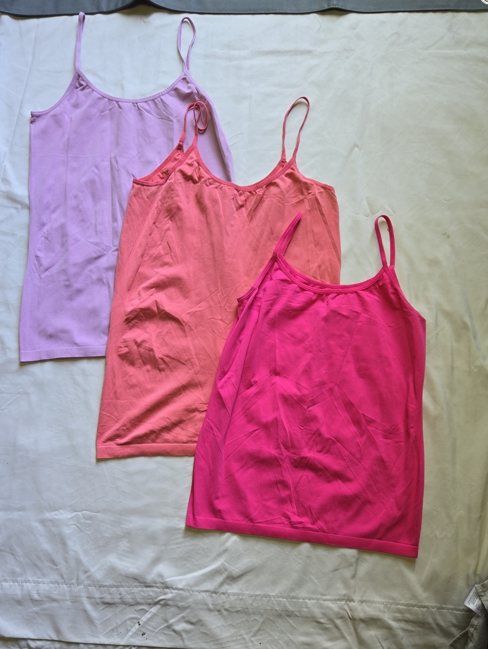 Worthington Womens Pack of 3 Solid Camisoles - Lavender, Coral, Hot Pink
